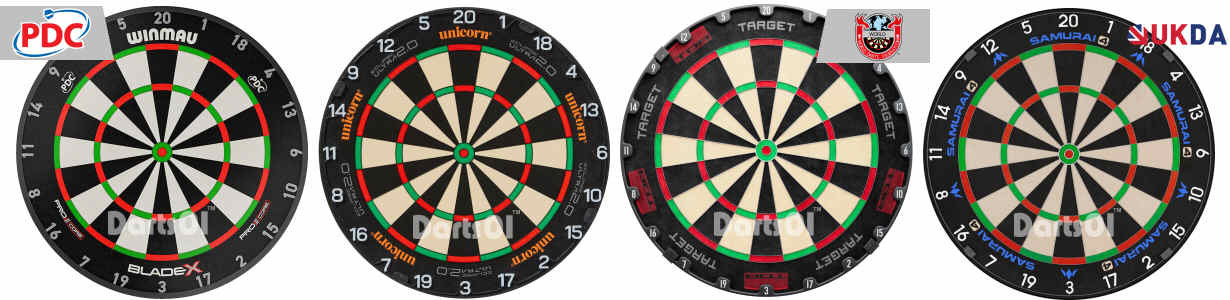 Winmau Blade X Triple Core Carbon, Unicorn Eclipse Ultra 2.0, Target TOR, Mission Samaurai 4 Blade Dartboards